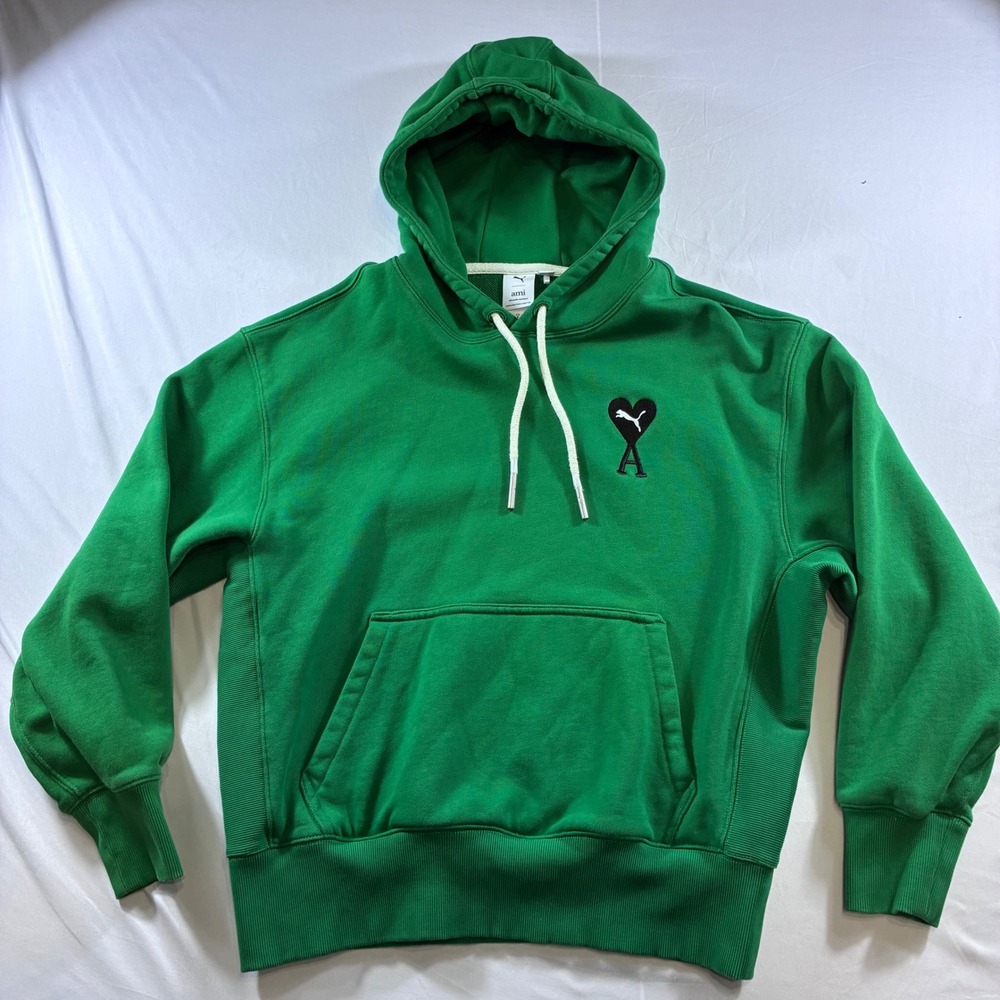 Puma x Ami Alexandre Mattiussi Green Heart Logo Hoodie Womens L